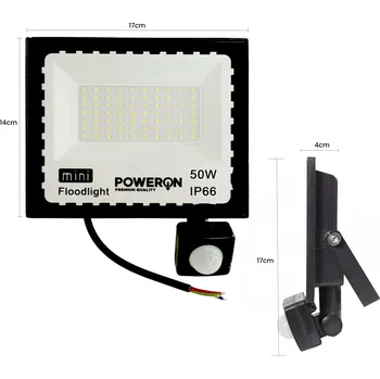 LED reflektor 50W s pohybovým senzorem PIR, IP66 - venkovní osvětlení