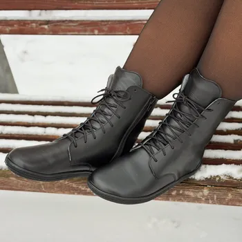 Dámské kozačky Vasky Lydie High Barefoot - Dámské kožené barefootové kozačky černé - podzimní / zimní boty, obuv | Flexiko | česká výroba ze Zlína 37 EU