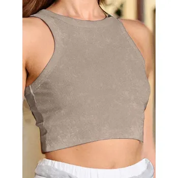 Dámské tričko Sinsay - Crop top - béžová - 319AI-08X - 319AI-08X-XXS