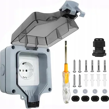 Elektrická zásuvka Elektrická Zásuvka hermetická šedá