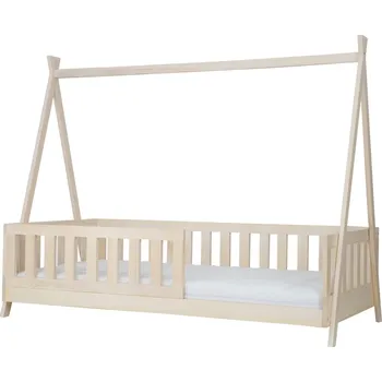 Dětská postel Dětská dřevěná postel Domeček LK142 bělená z masivu borovice Pacyg