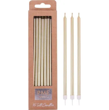 Dortová svíčka Svíčky – Dlouhé zlaté (16 ks) PME