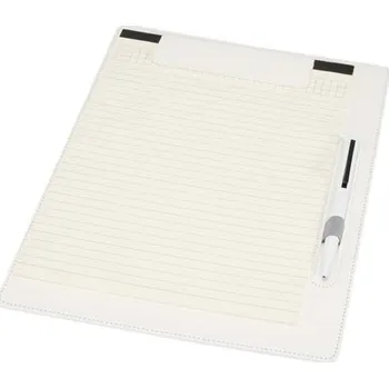 Aktovka na dokumenty Clast psací podložka velikosti A4 s magnetickou svorkou a kuličkovým perem z recyklovaného RCS (černý inkoust) - Bílá