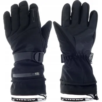 Rukavice ZIMNÍ PRODYŠNÉ RUKAVICE NA LYŽE SNOWBOARD ZATEPLENÉ DOTYKOVÉ ČERNÉ L