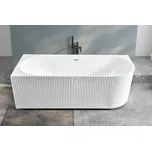 Erga Marina, rohová volně stojící vana 150x75 cm + odtoková zátka, levá, bílá lesklá, ERG-MARINA-150075L-WH-WH