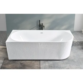 Vana Erga Marina, rohová volně stojící vana 150x75 cm + odtoková zátka, levá, bílá lesklá, ERG-MARINA-150075L-WH-WH