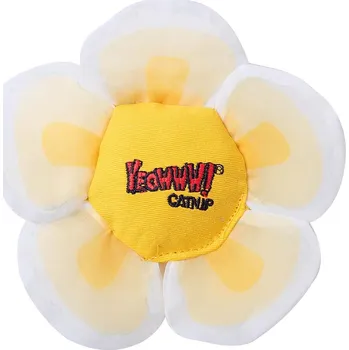 Hračka pro kočku Yeowww Kopretina plněná bio šantou - bílá