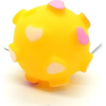 Hračka pro psa Míček se srdíčky žlutý - VINYL 5.5cm (336/1)