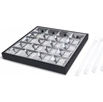 Nástěnné svítidlo SET RASTROVÉ SVÍTIDLO PŘISAZENÉ ČERNÉ 4x60CM + 4x ZÁŘIVKA 9W 3000K