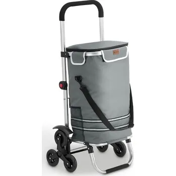 3v1 nákupní vozík s kolečky a chladicí taškou, 56 l, šedý