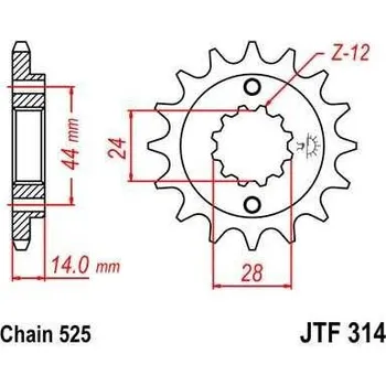 Řetězová sada pro motocykl HSM JT JTF314.16RB Přední kolečko (pastorek), 16 zubů, 525