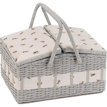 Organizér galanterie Velký košík na krejčovské a pletací potřeby s motivem včely (Hamper Sewing Box Beautiful Bees)