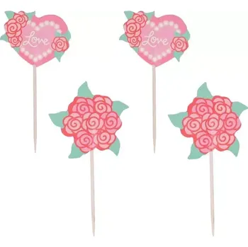 Party dekorace PME Zápichy Valentýn Růže 24 ks