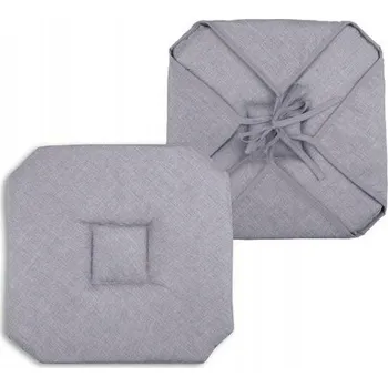 Polštář Polštář na židli BEA 40x40 cm Šedý prošívaný S vázáním na sedák Ozdoba