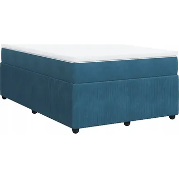 Postel Kontinentální postel sametová tmavě modrá 190x120x46 cm s matrací 12
