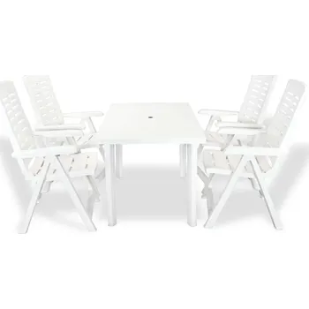 Zahradní sestava vidaXL 5dílný zahradní jídelní set plastový bílý