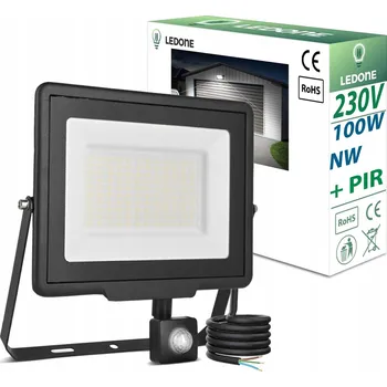 LED halogen 100W reflektor s pohybovým senzorem PIR - NEUTRÁLNÍ bílá