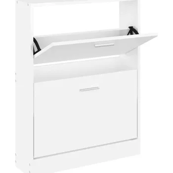 Botník Botník bílá s vysokým leskem, 59x17x81 cm, 2 výklopné zásuvky