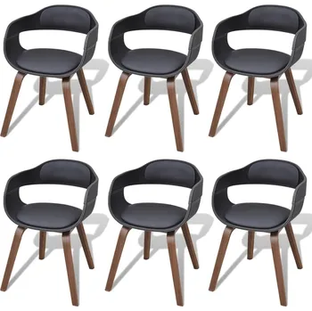 Jídelní židle zahrada-XL Jídelní židle 6 ks černé ohýbané dřevo a umělá kůže 271950