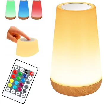 Lampička Noční Lampa LED RGB do ložnice Vícebarevná Dálkový Ovladač Bezdrátová