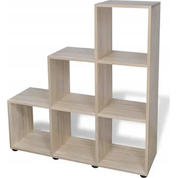 Knihovna Schodovitý regál s 6 otevřenými policemi, dub, 104x29x107 cm