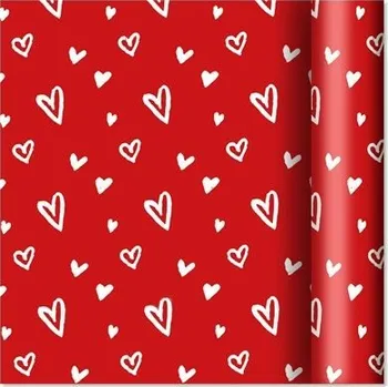 Balící papír ALBI Dárkový papír - role 2 m × 70 cm - Srdíčka na červené