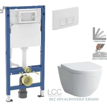WC sada GEBERIT DuofixBasic s bílým tlačítkem DELTA50 + WC LAUFEN PRO LCC RIMLESS + SEDÁTKO 458.103.00.2 50BI LP2