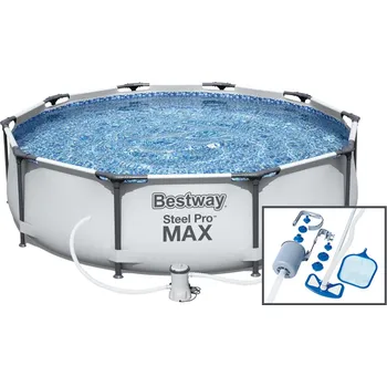 Bazén Bestway Bazén Steel Pro Max 3,05 x 0,76 m s kartušovou filtrací a bazénovým vysavačem Deluxe
