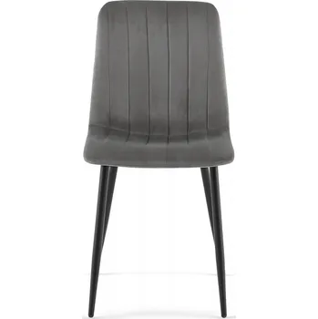 Jídelní židle Velurová židle šedá do jídelny, obývacího pokoje, na černých kovových nohách