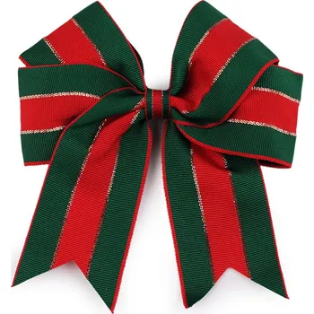 Vánoční dekorace Vánoční mašle rypsová 12x13 cm, barva zelená tmavá červená