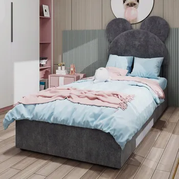 Postel Jednolůžková dřevěná postel Arhatreya 90x200 cm šedá