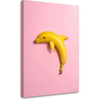 Obraz Obraz do dětského pokoje obýváku, Abstrakce Banán Delfín na růžovém 60x90