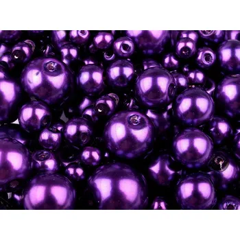 Skleněné voskové perly mix velikostí Ø4-12 mm, velké, 36A fialová purpura