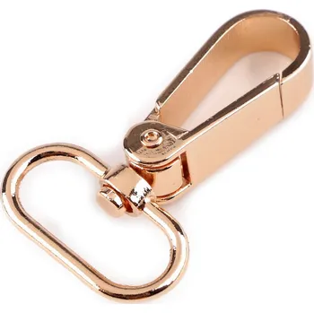 Kovová karabina otočná, průvlek 25 mm, střední, 6 růžové zlato