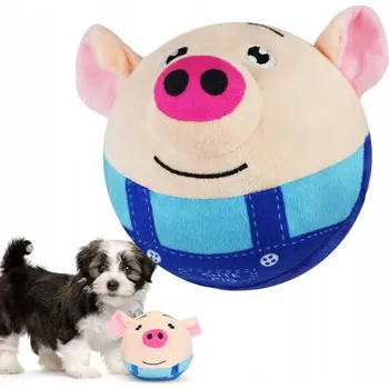 Hračka pro psa PET REFLEXNÍ MÍČEK PLYŠOVÉ SKÁKAJÍCÍ PRASÁTKO INTERAKTIVNÍ SE ZVUKEM