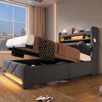 Postel Jednolůžková dřevěná postel Arhatreya 90x200 cm šedá