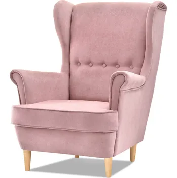 Křeslo Mebel Partner Margis (pudrová růžová + ořech)