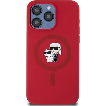 Pouzdro na mobilní telefon Zadní kryt Karl Lagerfeld KLHMP15XSCMKCRHR Silicone KC Body Ring Max MagSafe pro Apple iPhone 15 Pro, red