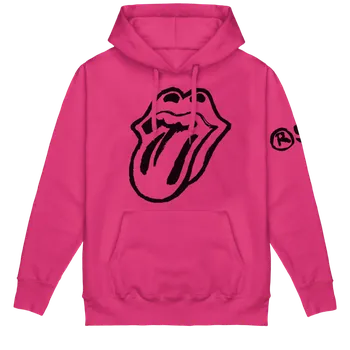 Pánská mikina Mikina s kapucí z The Rolling Stones - Sketch Tongue - Muži - růžová