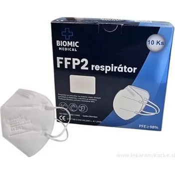 respirátor Biomic Medical FFP2 Respirátor Bílý 10 kusů