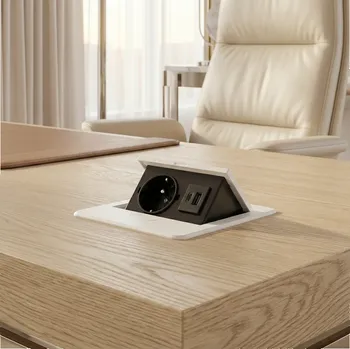 Elektrická zásuvka GTV Výklopná elektrická zásuvka BOX MINI 1x230V + 2xUSB A+C / Bílá