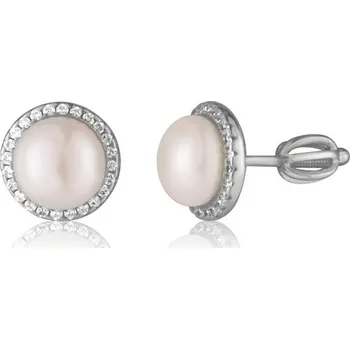 Souprava šperků JVD Dámské peckové stříbrné náušnice s perlami na šroubek SVLE0960SH2P1SR