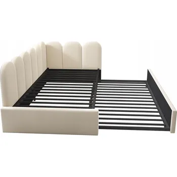 Postel Jednolůžková dřevěná postel Arhatreya 90x200, béžové odstíny