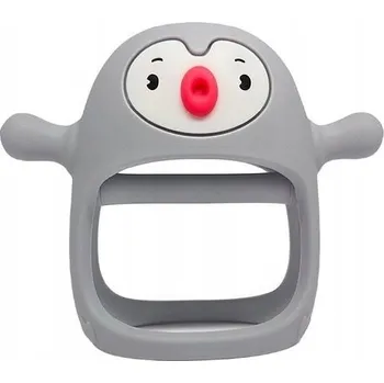 Smily Mia Silikonové Kousátko Tučňák Buddy Světle Šedé
