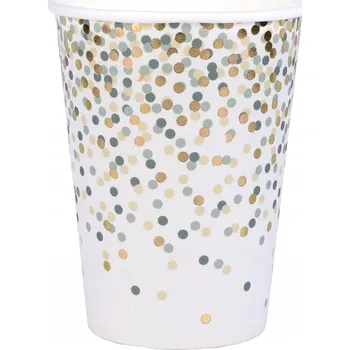 Sklenice Papírové sklenice bílo-zelené tečkované 270ml 10ks