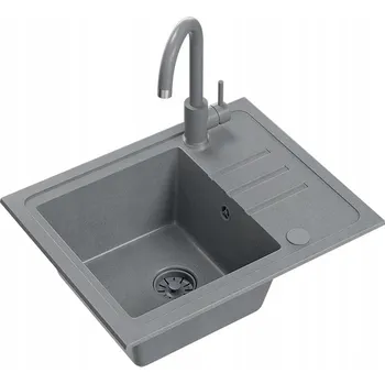 Granitový dřez Jednokomorový dřez Quadron ocel šedý