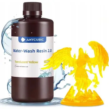 Filament UV Pryskyřice Anycubic Water Washable 2.0 Průsvitná Žlutá 1 kg pro 3D Tiskárny