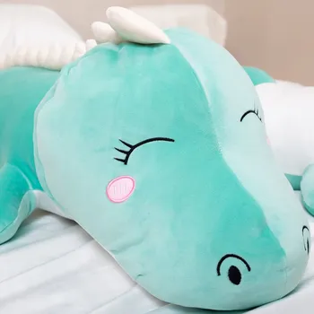 plyšák AIUIDUN Plyšový Dinosaurus Polštář Plyšový Mazlíček Přítulníček pro Děti 80cm Zelený
