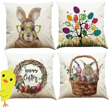 Povlak na polštářek BINXWA Dekorační povlak na polštář Velikonoce 45x45 cm 4 KS