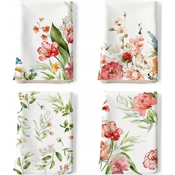 Utěrka ARQUIEL Kuchyňské Utěrky Bavlna 4 Kusy Květinový Vzor